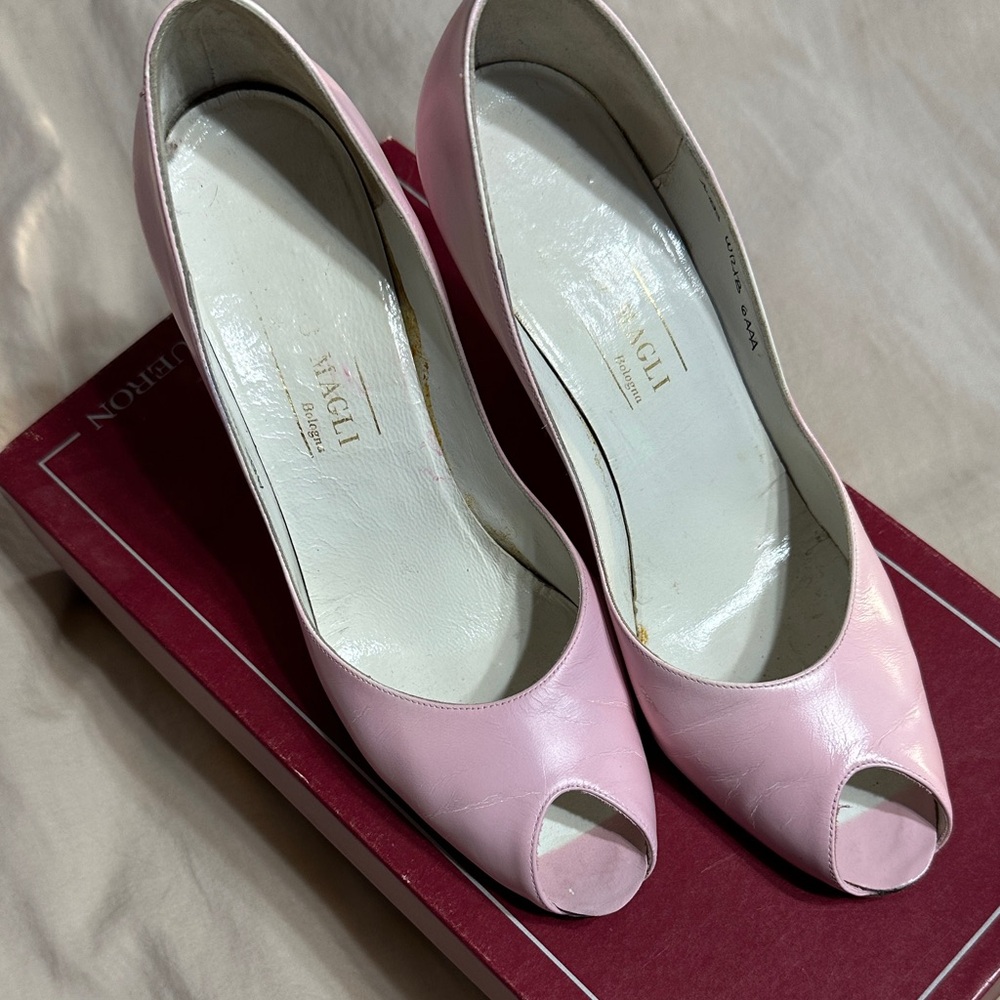 Vintage Bruno Magli Blush Peep-Toe Heels
